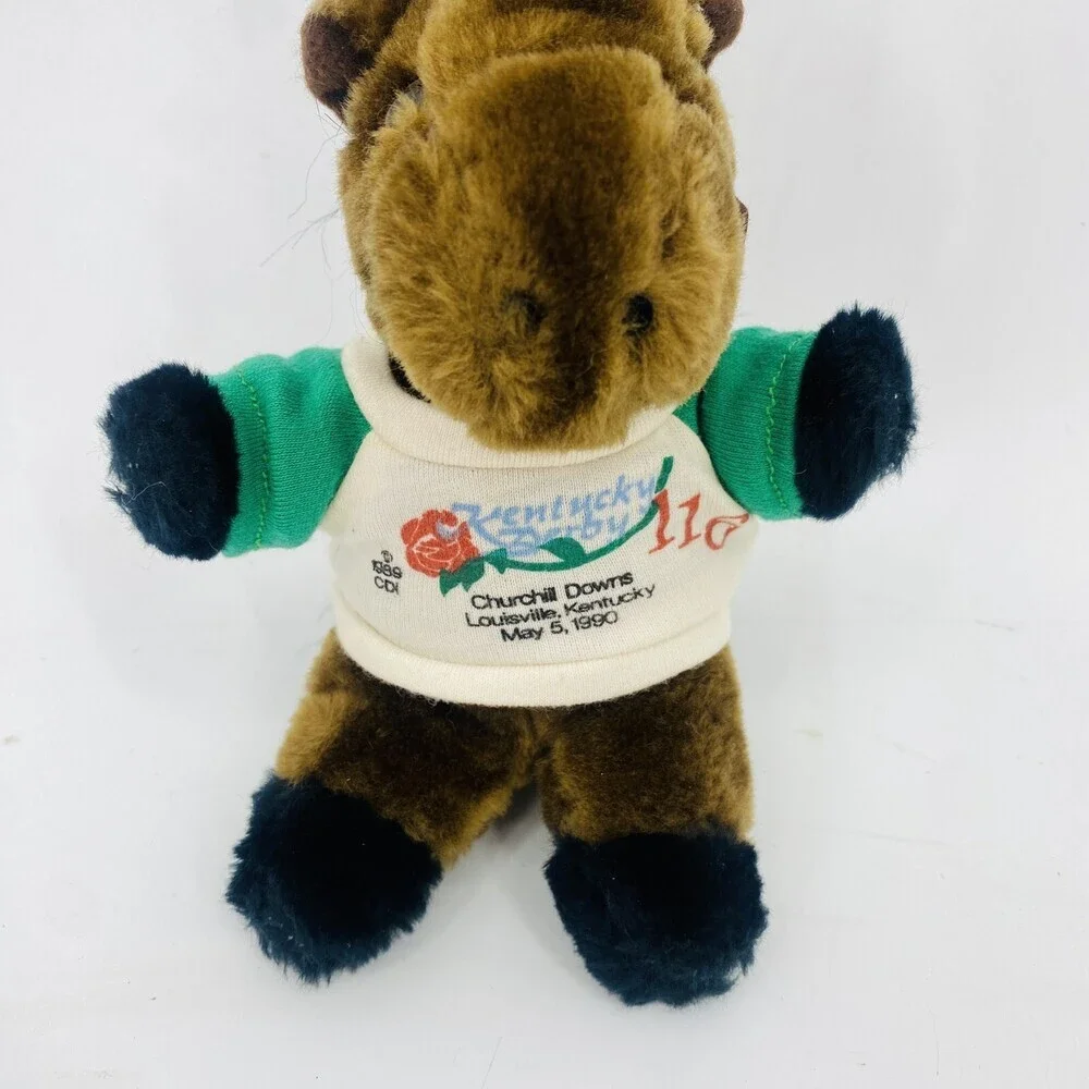 2- '90 Kentucky Derby Stuffed Horse Ornament Churchill Downs Souvenirs Red Green